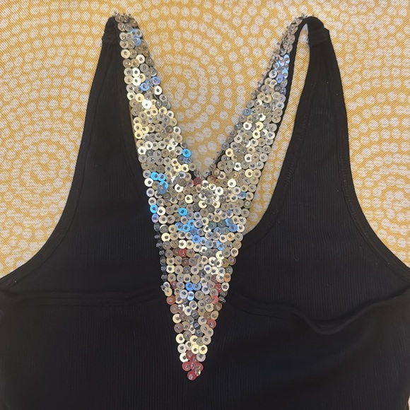 Sky Black and Silver Back Sequin Tank Top - Picture 2 of 6